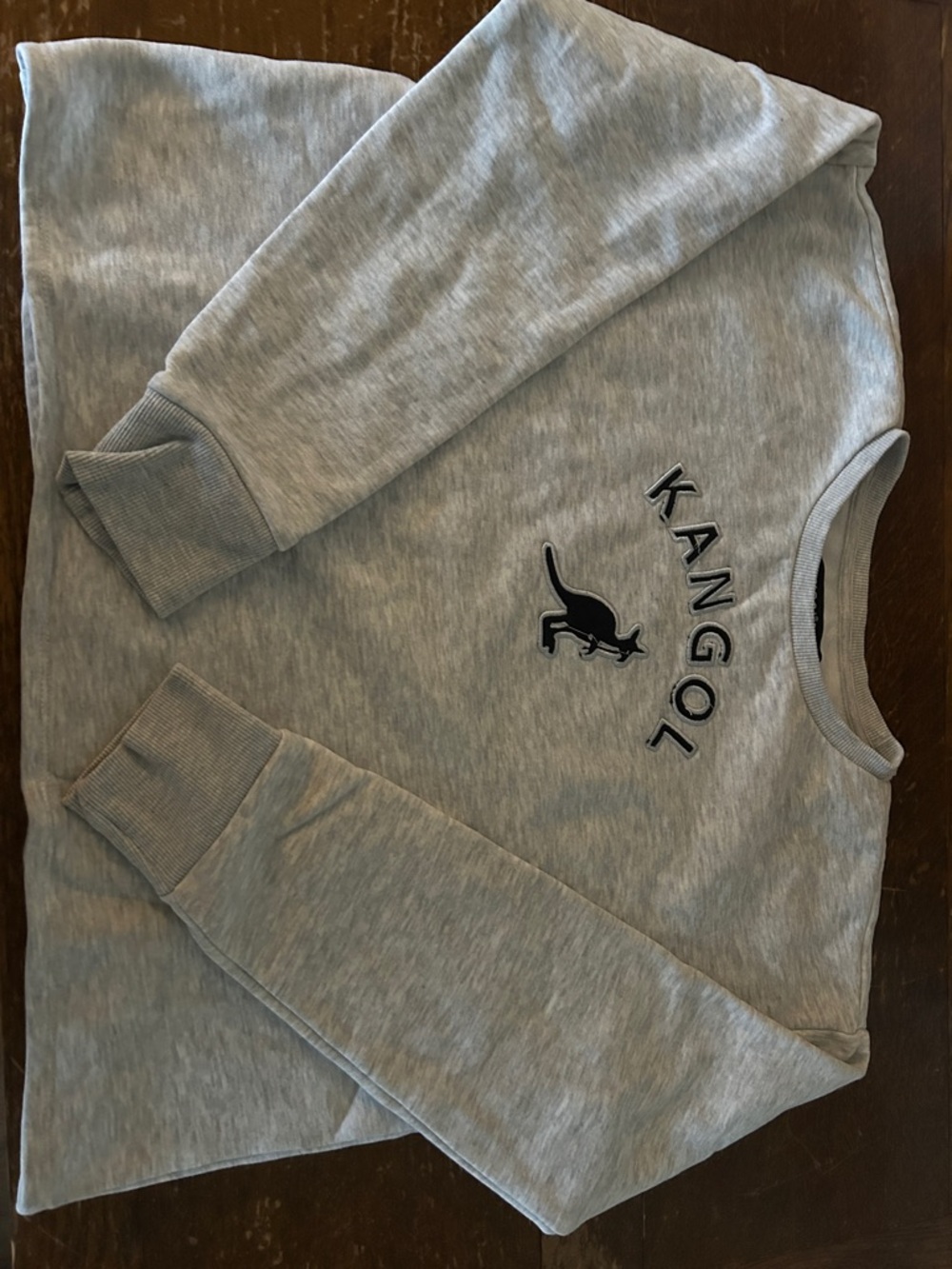 Kangol Light Grey Women’s Crewneck Sweatshirt with Logo Patch